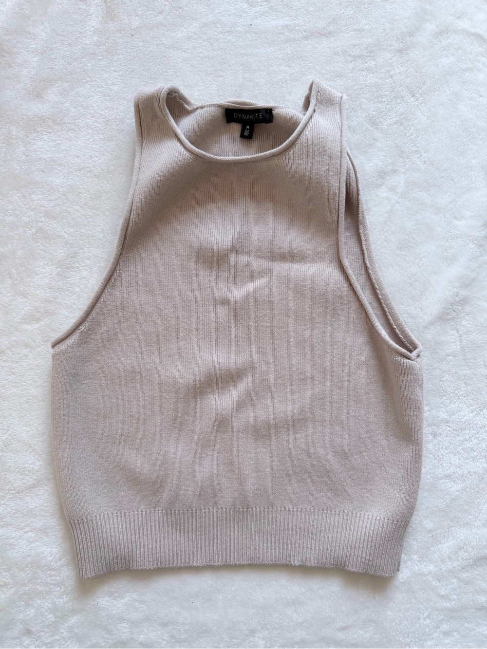 Dynamite Neutral Beige Ribbed Knit Tank Top